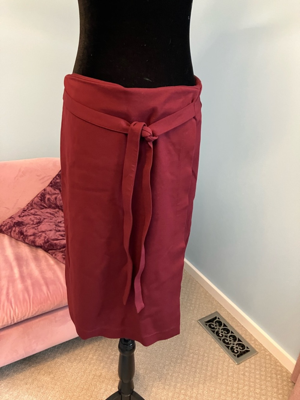 Liz Claiborne Burgundy Tie-Waist  Faux Wrap Skirt